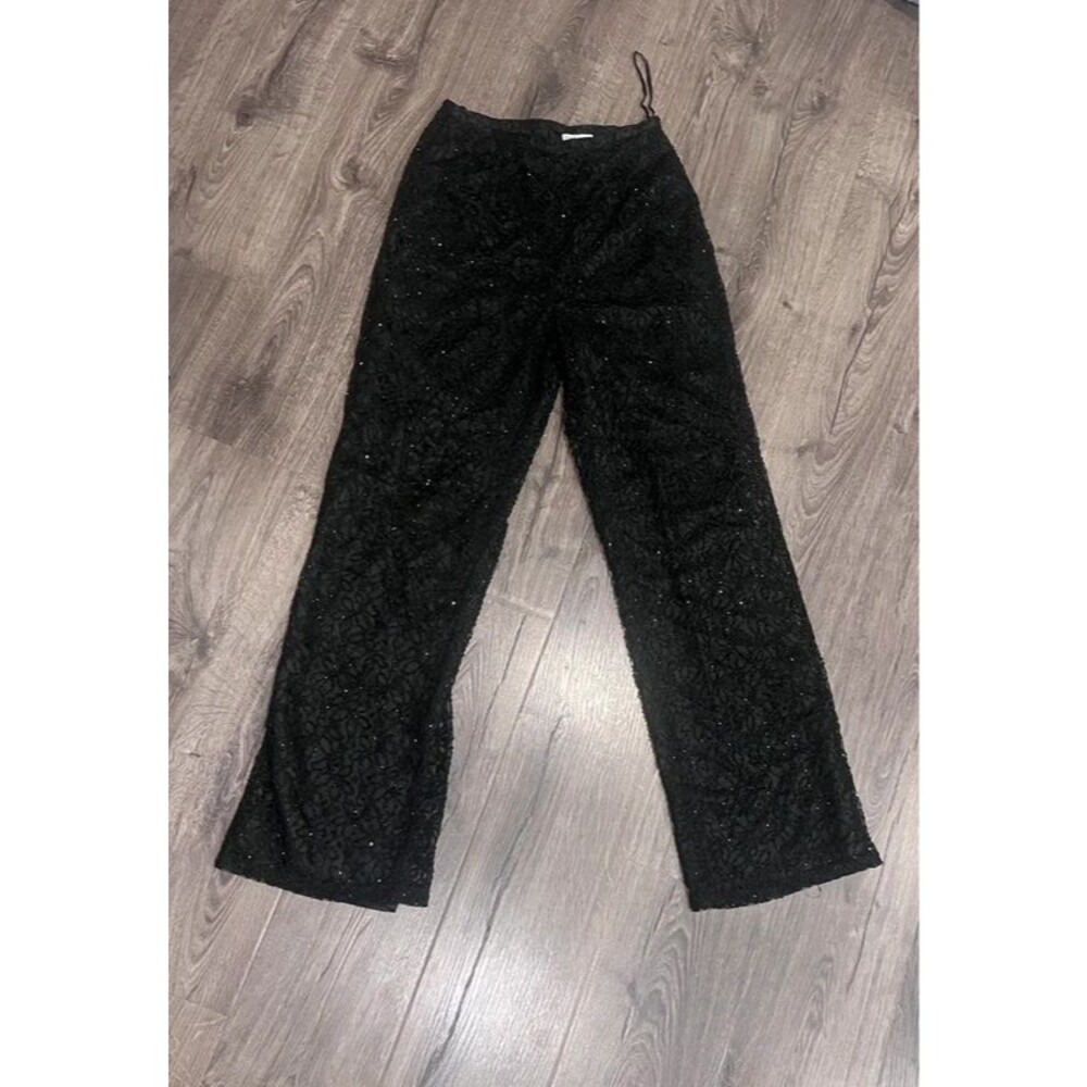 Zola Evening Black Beaded Lace Straight Leg Evening Pants Women’s Size 6 Formal